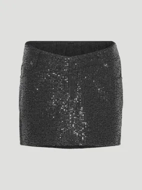 Twill Sequin Mini Skirt