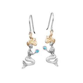 Two-Tone Wishing Mermaid Earrings with Larimar