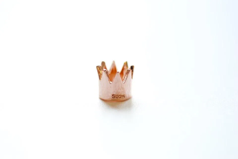 Vermeil Rose Gold Crown Charm- 18k gold plated over sterling silver crown charm, Gold Crown Pendant Charm, Princess Crown Necklace