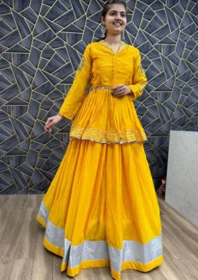 Yellow Chinnon Heavy Thread & Sequence Lehenga Choli