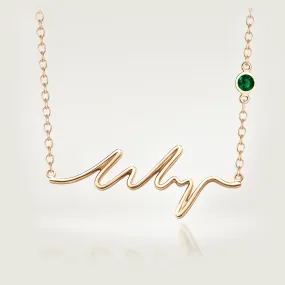 Yellow Gold Ser Necklace with Birthstone