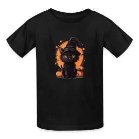 Youth 'Frightful Feline' Hanes Tagless Tee: A Purr-fectly Scary Halloween Choice for Kids