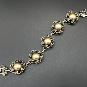 【カナダ輸入】ヴィンテージ BARCLAY フローラル パール ブレスレット/Vintage BARCLAY Floral Pearl Bracelet